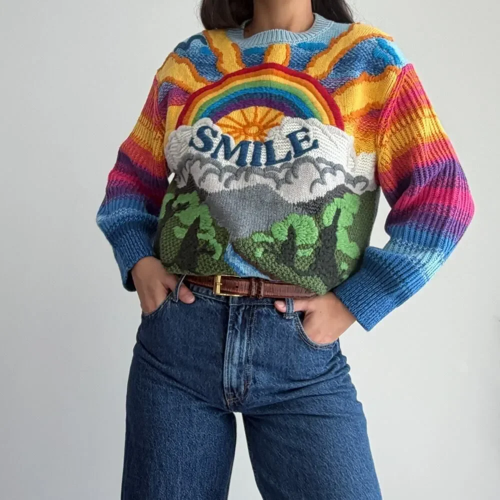 Stella McCartney Sweater Womens 38 Kind Smile Intarsia Jumper Wool Cotton Color - Picture 3 of 16